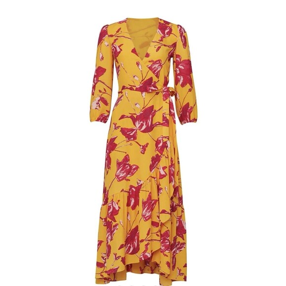 COLOR ME COURTNEY Eleanor Colorful Romantic Feminine Wrap Dress Floral M - Picture 9 of 9